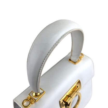 Salvatore Ferragamo Gancini Two-way Handbag Shoulder bag White Vintage muu4yy