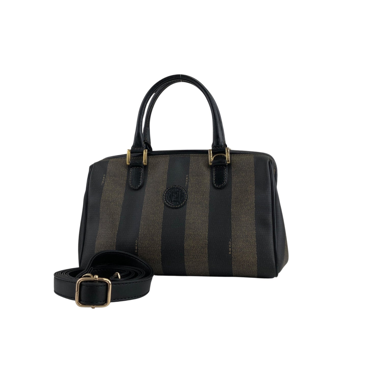 FENDI Pecan Two-way Small Boston bag Shoulder bag Brown×Black Vintage gyzceb
