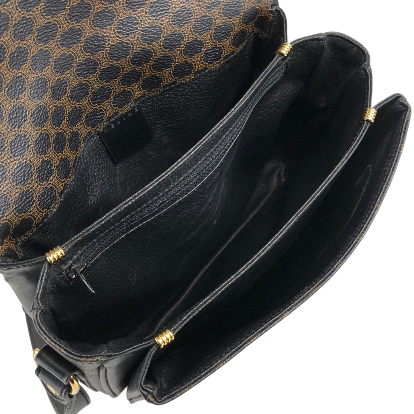 CELINE Macadam Front Buckle Shoulder bag Black Vintage 5wzcdj