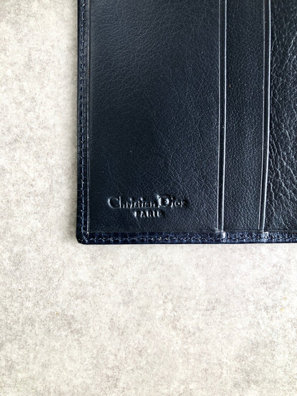 Christian Dior CD 標誌金屬扣折疊錢包海軍藍復古款 6c2pn7