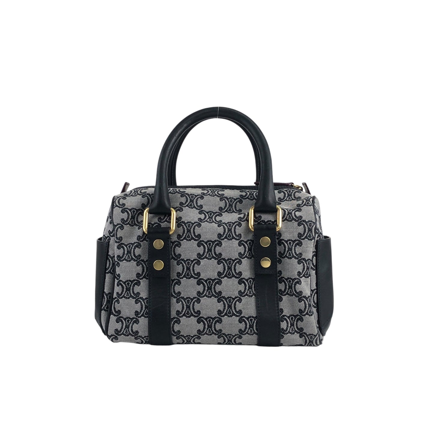 CELINE Macadam Triomphe Handbag Boston bag Gray Vintage skkab5