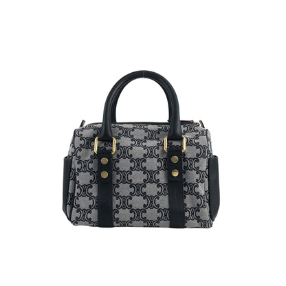 CELINE Macadam Triomphe Handbag Boston bag Gray Vintage skkab5