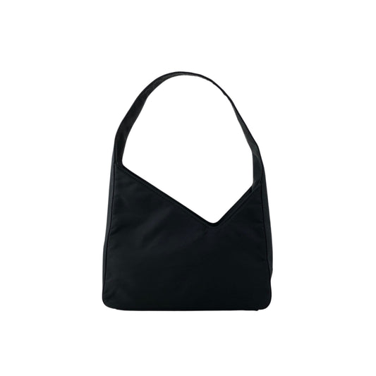 PRADA Tessuto Triangle Logo Small Handbag Black Vintage 5aczat