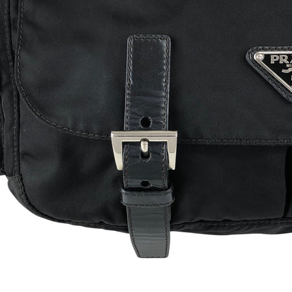 PRADA Tessuto Triangle Logo Side Pocket  Shoulder bag Black Vintage kedmv3