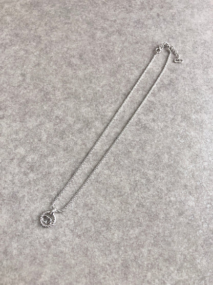 Christian Dior CD Logo Necklace Silver Vintage pfrat8