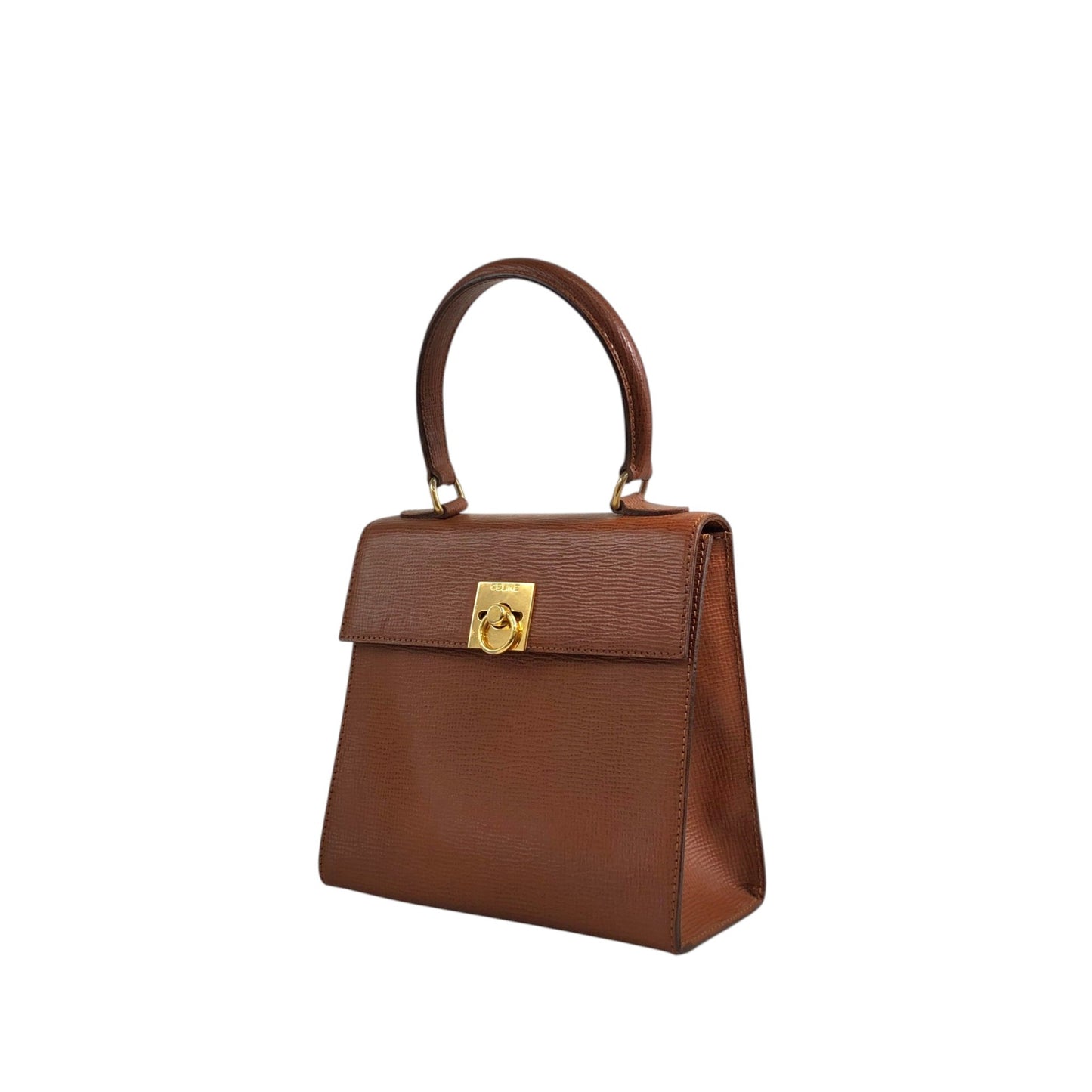 CELINE Gancini Two-way Handbag Shoulder bag Brown Vintage er5nhw