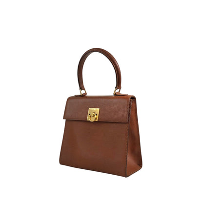 CELINE Gancini Two-way Handbag Shoulder bag Brown Vintage er5nhw