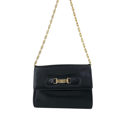 CELINE Blason Horse Bit Chain Shoulder bag Black Vintage zstzja