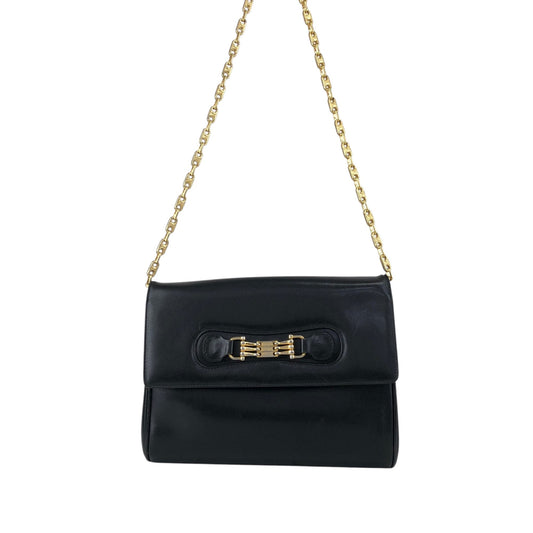 CELINE Blason Horse Bit Chain Shoulder bag Black Vintage zstzja