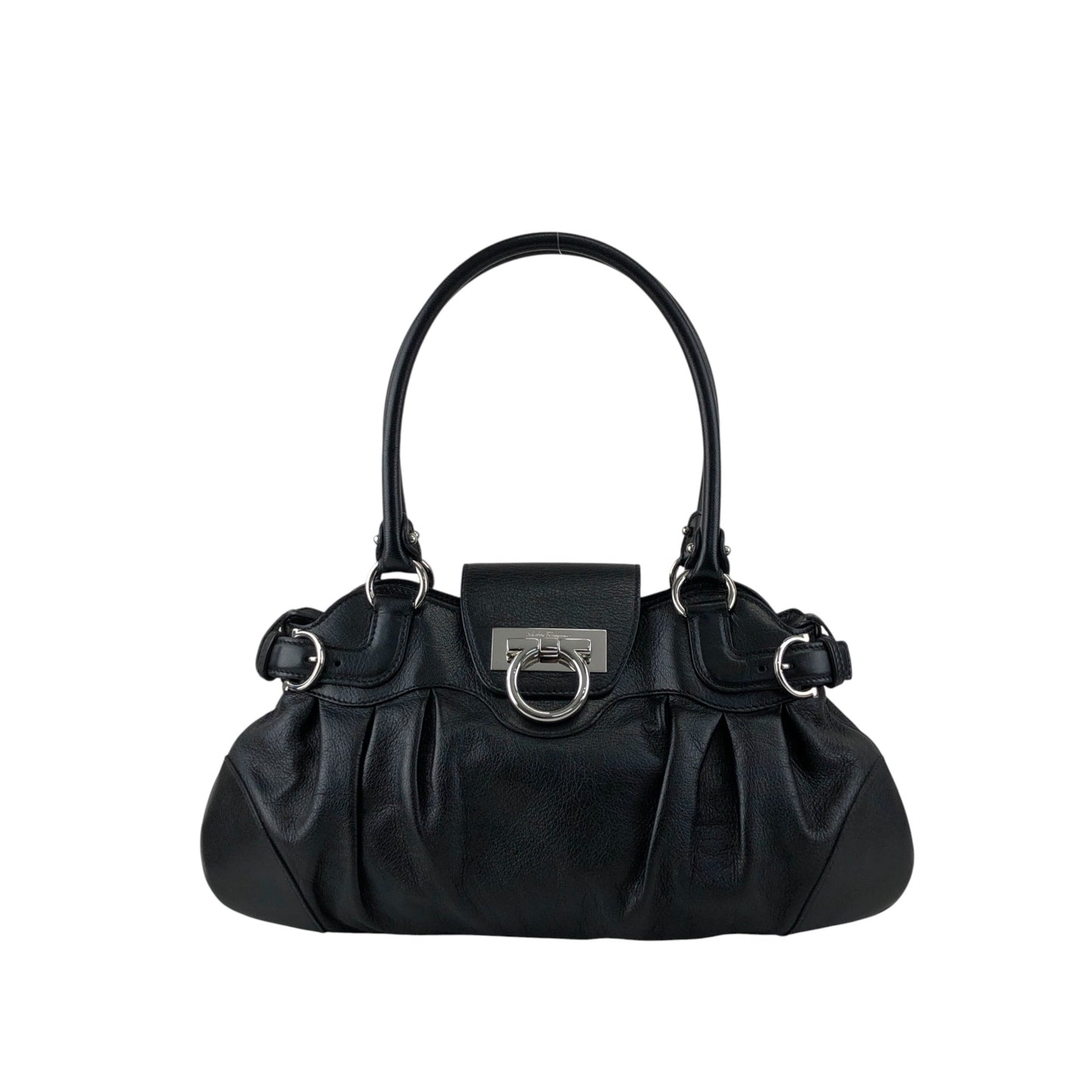 Salvatore Ferragamo Gancini Handbag Black Vintage mfbzax