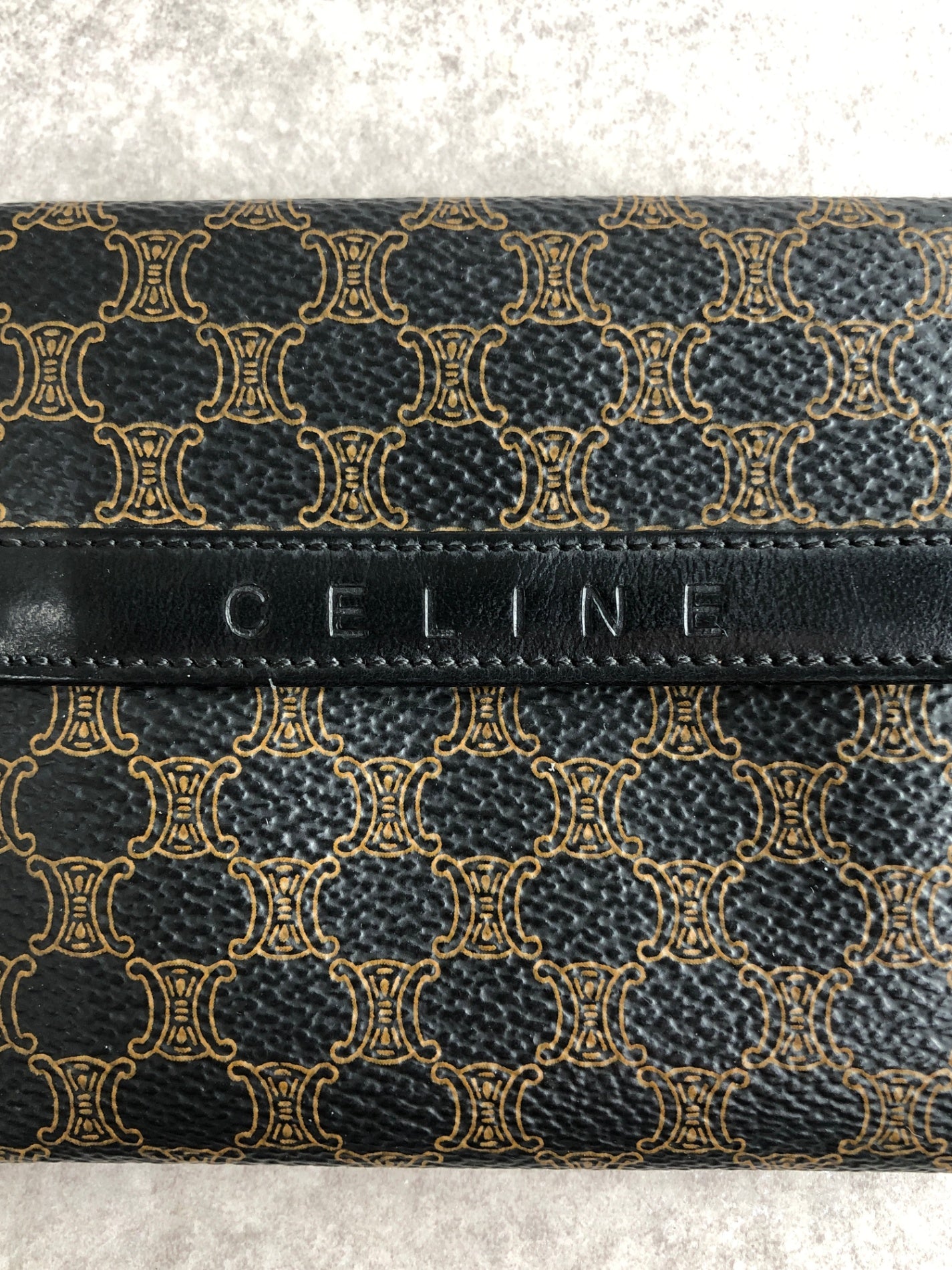 CELINE Macadam Logo Folded Wallet Black Vintage a4wnam