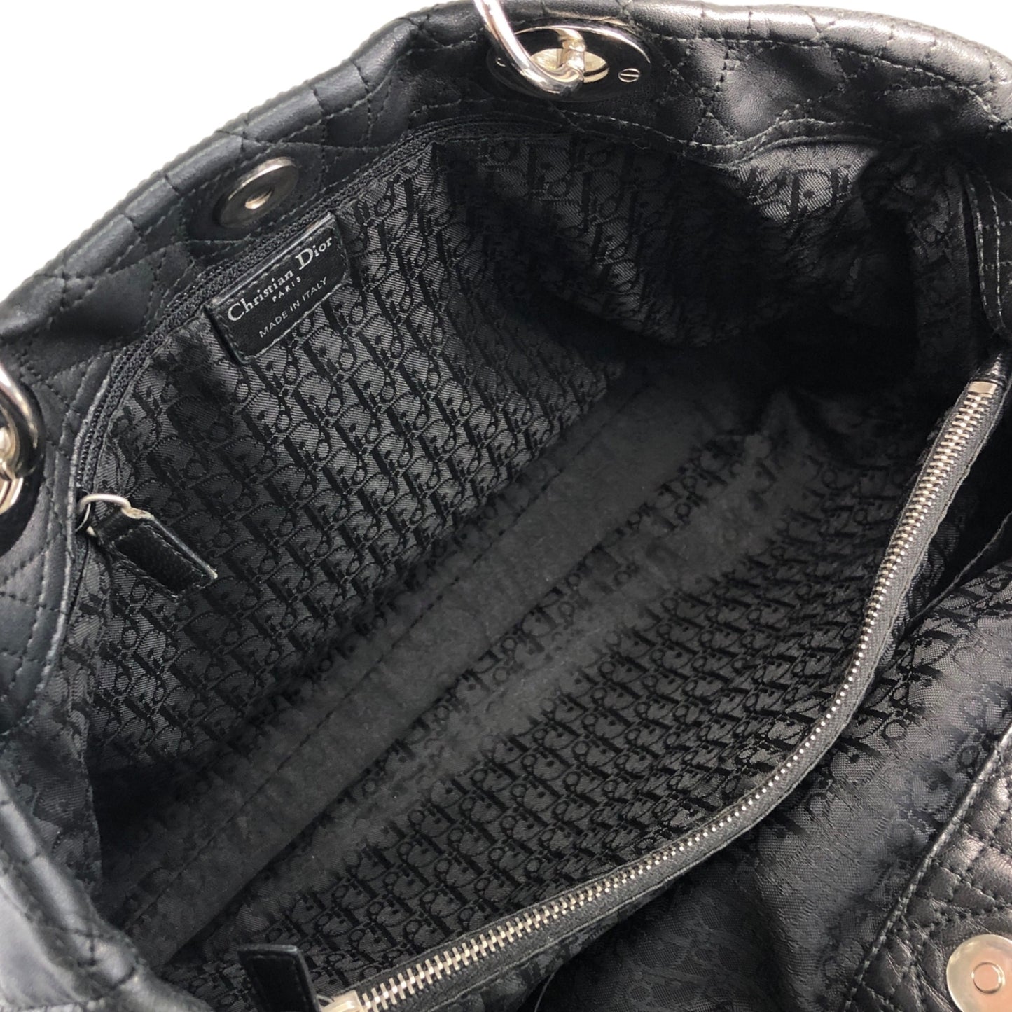 Christian Dior Lady Dior Cannage Charm Totebag Black Vintage niu5pt