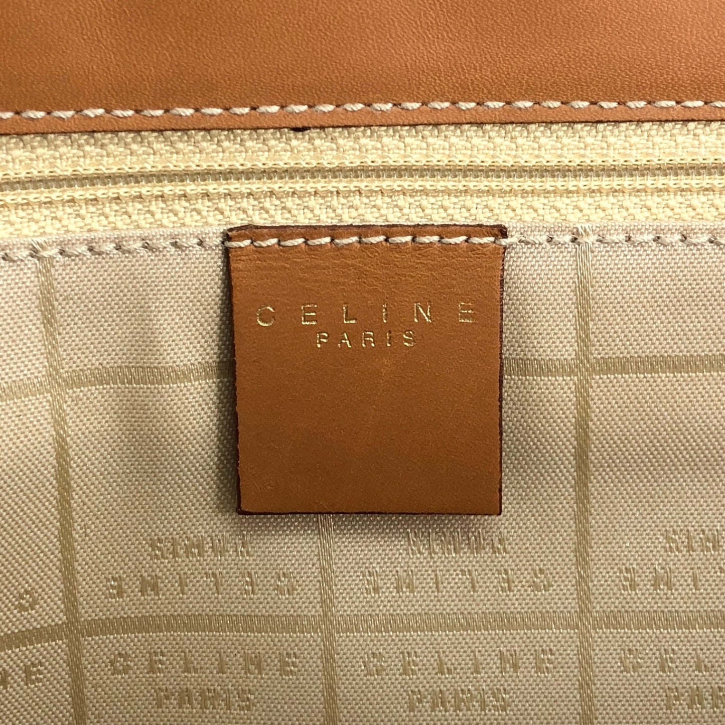 CELINE Gancini Handbag Beige×Brown Vintage hzaany