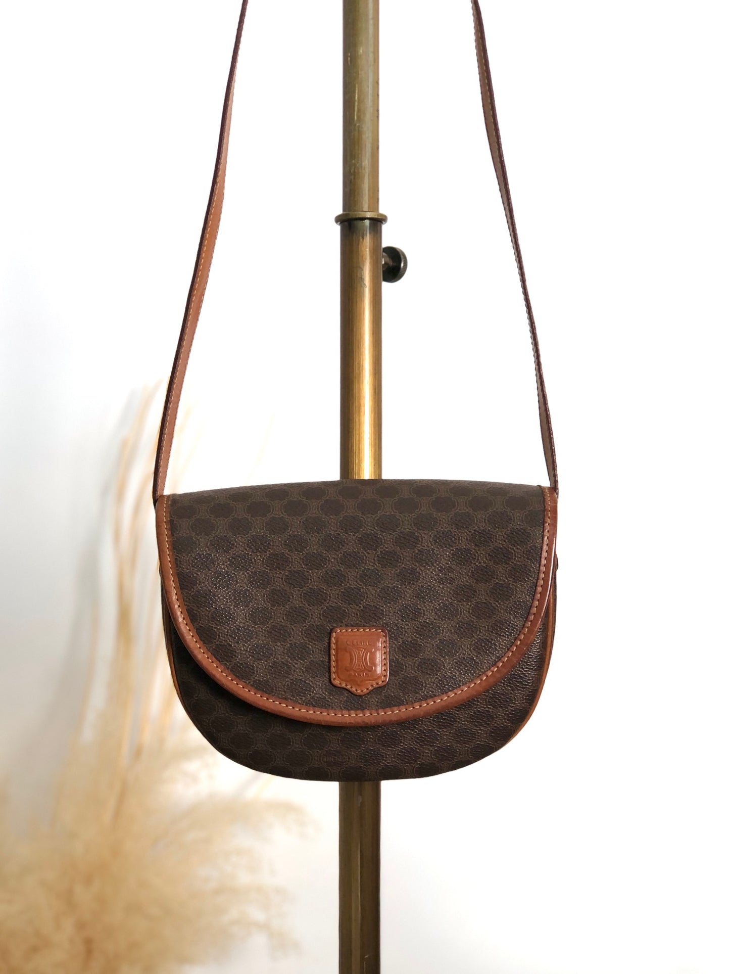 CELINE Macadam Blason Round Shoulder bag Brown Vintage afajii