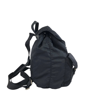 PRADA Triangle Logo Double Pocket Nylon Backpack Black Vintage irmwsy