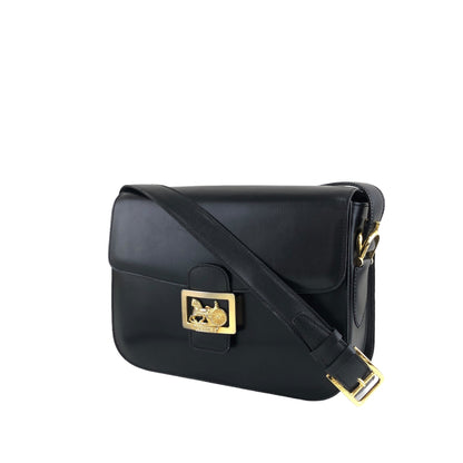 CELINE Horse Carriage Shoulder bag Black Vintage cwij46