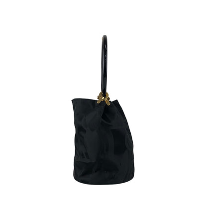 Salvatore Ferragamo Gancini Drawstring Small Handbag Black Vintage tigpxb