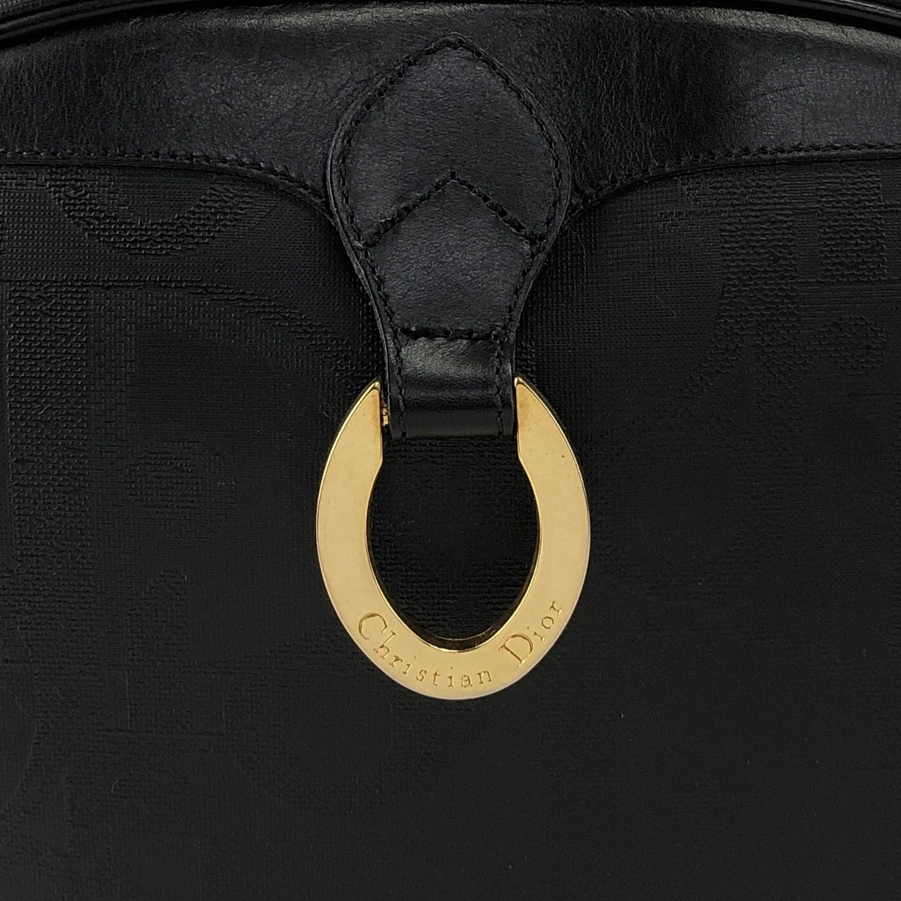 Christian Dior Trotter Round Shoulder bag Black Vintage texmwr