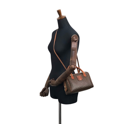 CELINE Macadam Two-way Handbag Shoulder bag Brown Vintage jymunw