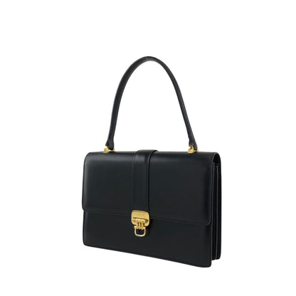 CELINE Horse Bit Top Handle Handbag Black Vintage 68wnsk