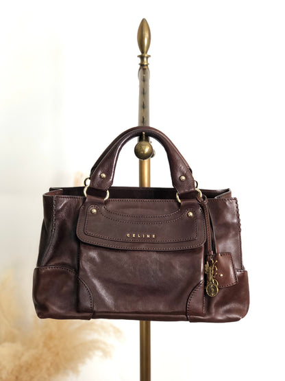 CELINE Horse Carriage Handbag Brown Vintage xsytb4