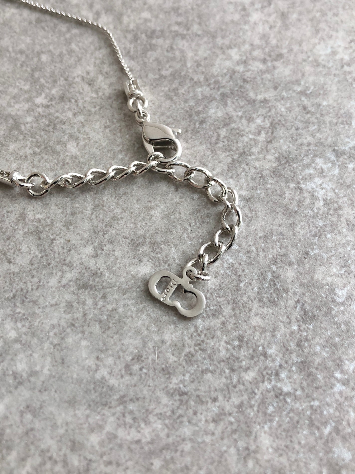 Christian Dior Logo Motif Necklace Silver Vintage 2wf278