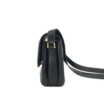 CELINE Triomphe Leather Crossbody Shoulder bag Black Vintage hn5feu