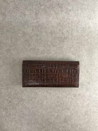 Yves Saint Laurent Logo Long Wallet Brown Vintage v4kc5e