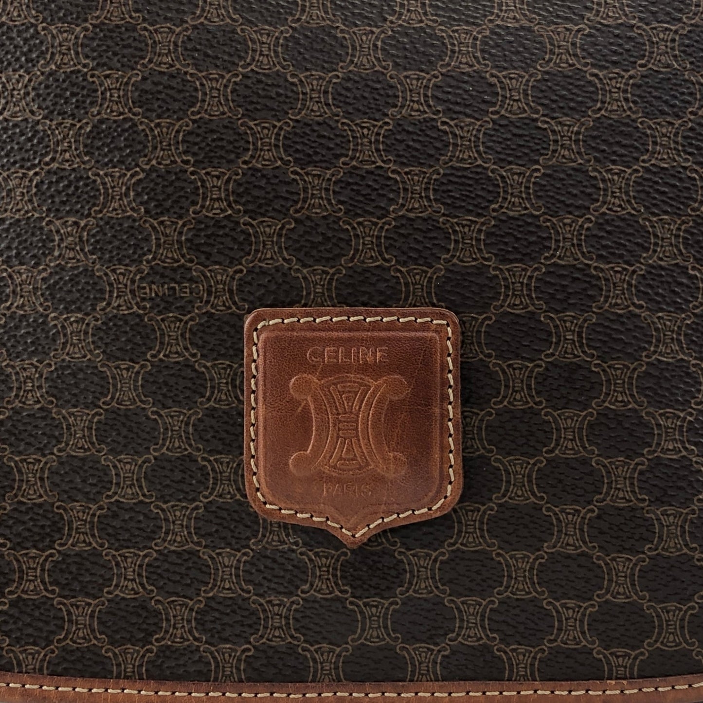 CELINE Macadam Blason Shoulder bag Brown Vintage t248x8