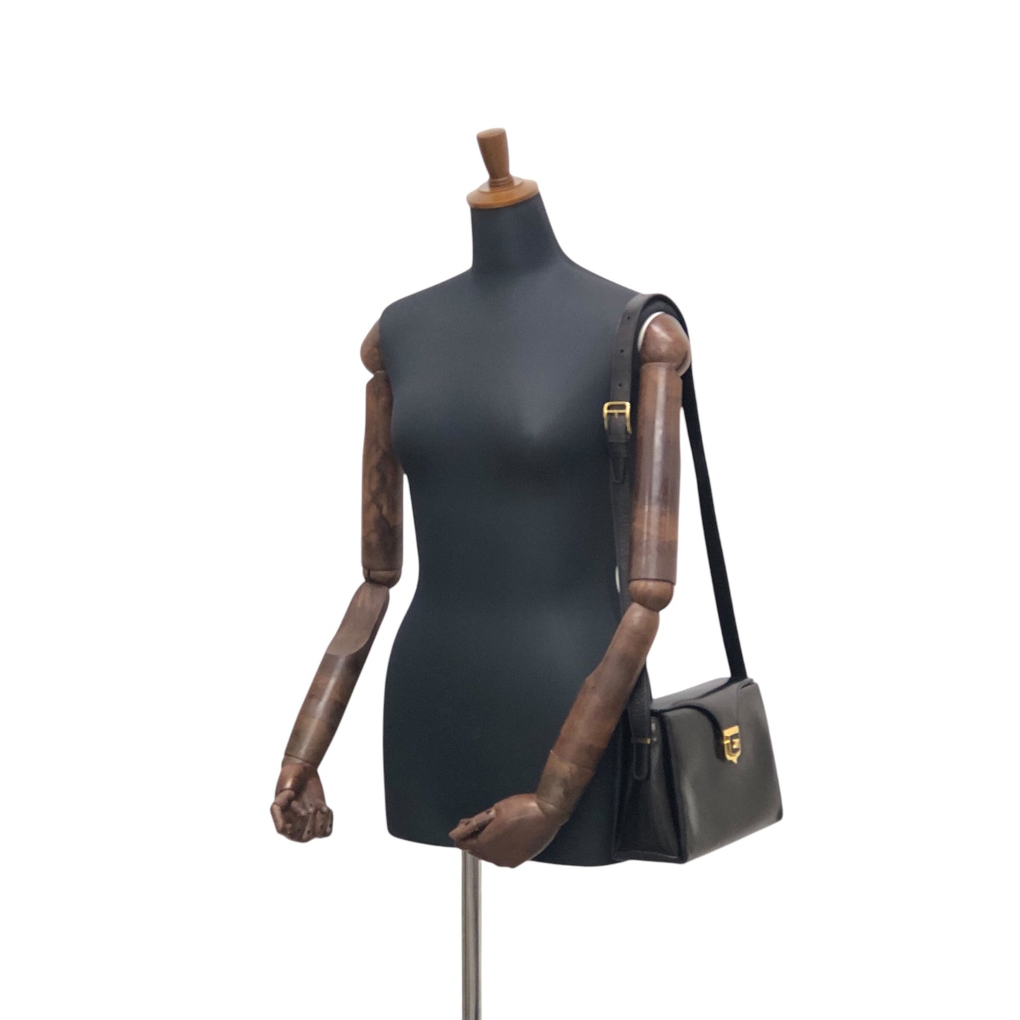 CELINE Blason Shoulder bag Black Vintage jvmcjz