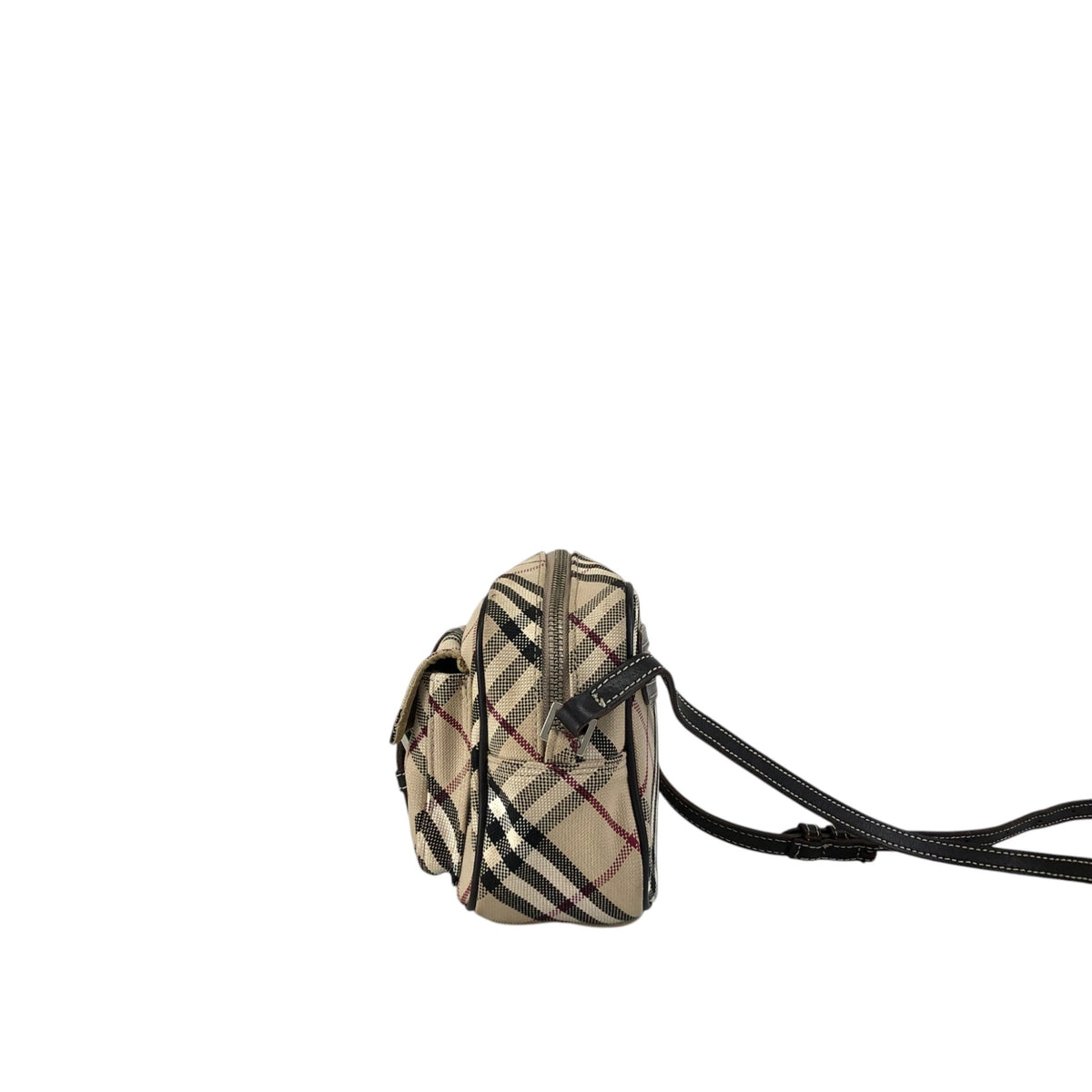 BURBERRY Check Front Buckle Shoulder bag Beige Vintage v45pfb