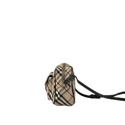BURBERRY Check Front Buckle Shoulder bag Beige Vintage v45pfb
