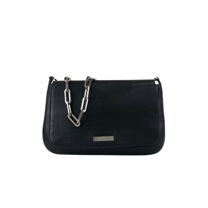 GUCCI Logo Chain Shoulder bag Black Vintage tjescz