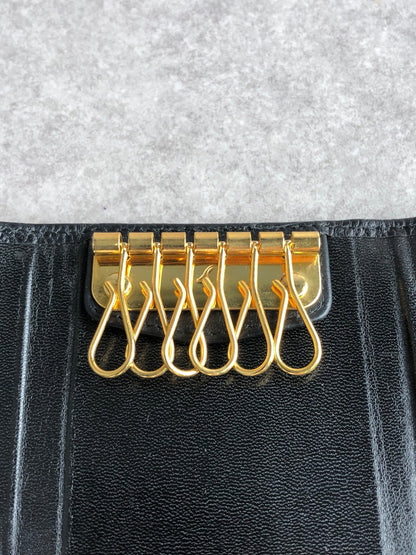 Christian Dior Logo Key Case Black Vintage jcym25
