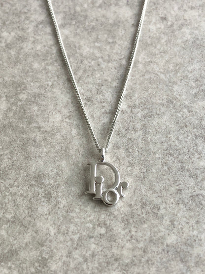 Christian Dior Logo Motif Necklace Silver Vintage 7dbn6v
