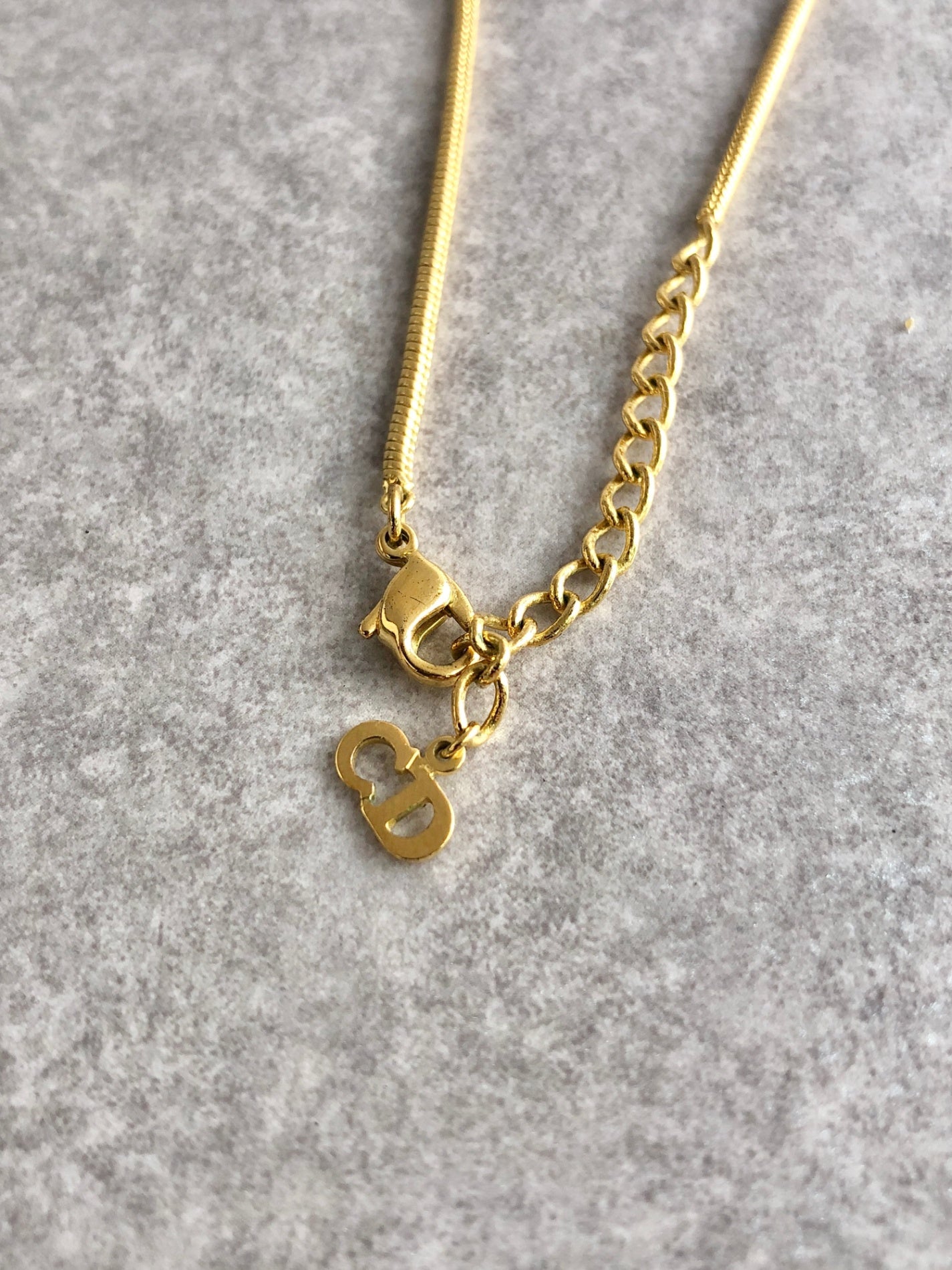 Christian Dior Logo Motif Necklace Gold Vintage irjb58