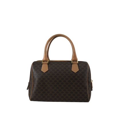 CELINE Macadam Blason Small Boston bag Handbag Brown Vintage tudkhm