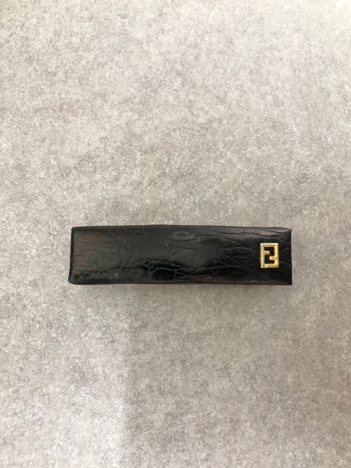 FENDI Logo Barrette Black Vintage u68diu