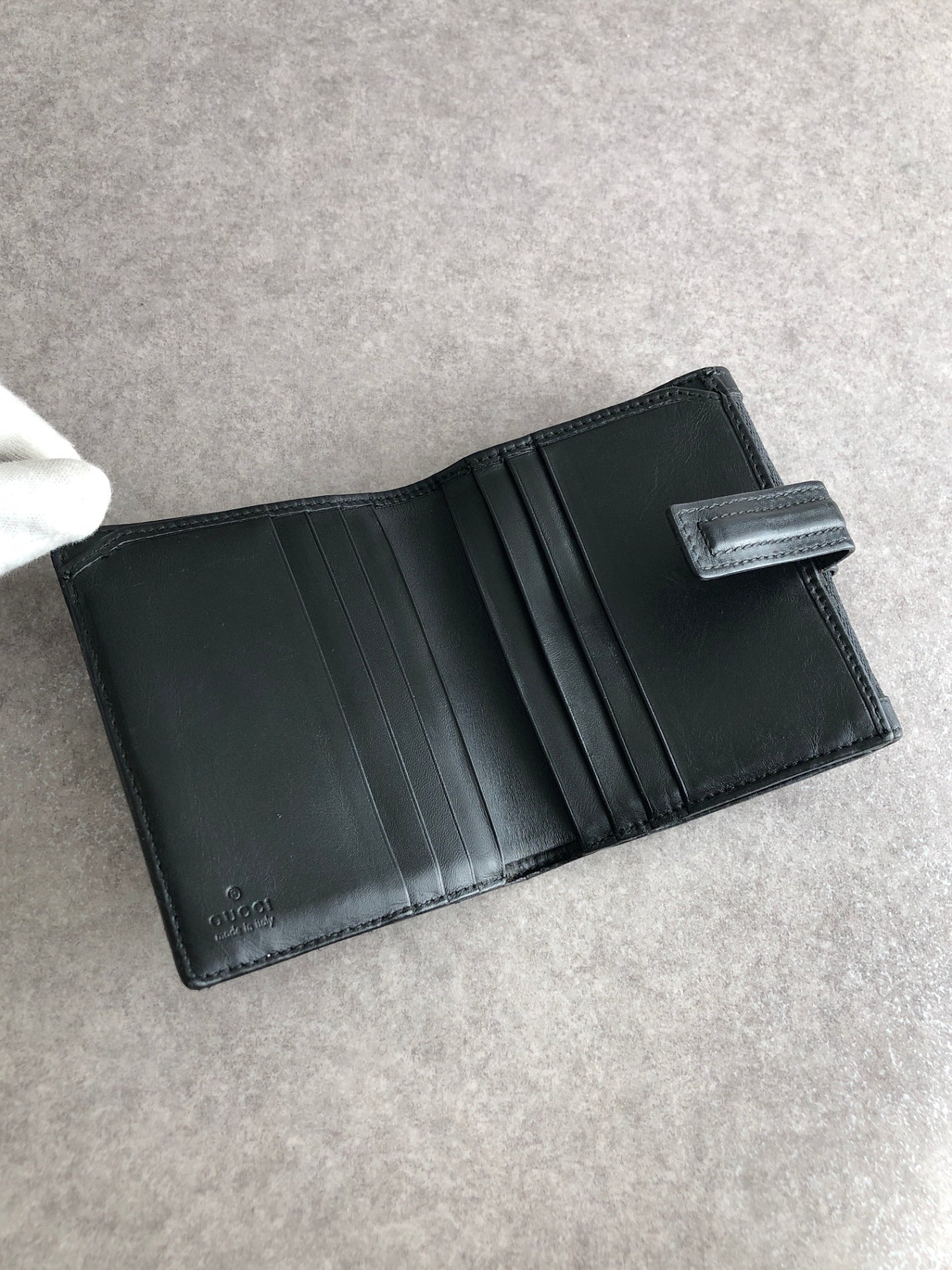 GUCCI GG Canvas Folded Wallet Black Vintage gbusf3
