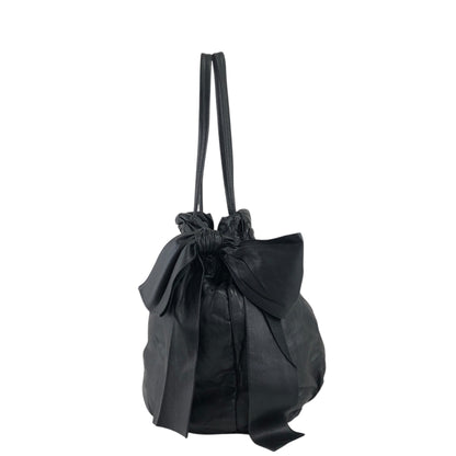 PRADA Logo Ribbon Totebag Black Vintage 548imc