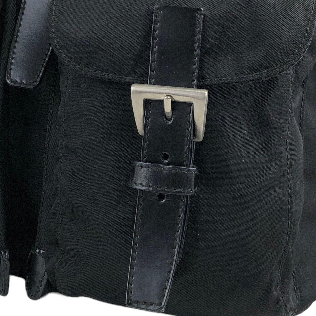 PRADA Triangle Logo Double Pocket Backpack Black Vintage yknjwi