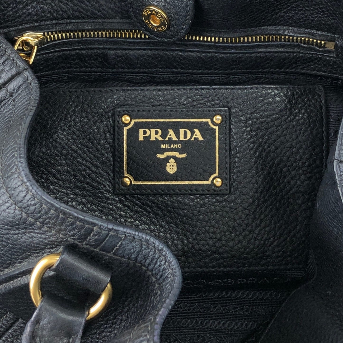 PRADA Logo Handbag Black BN2534 Vintage 6ubit3