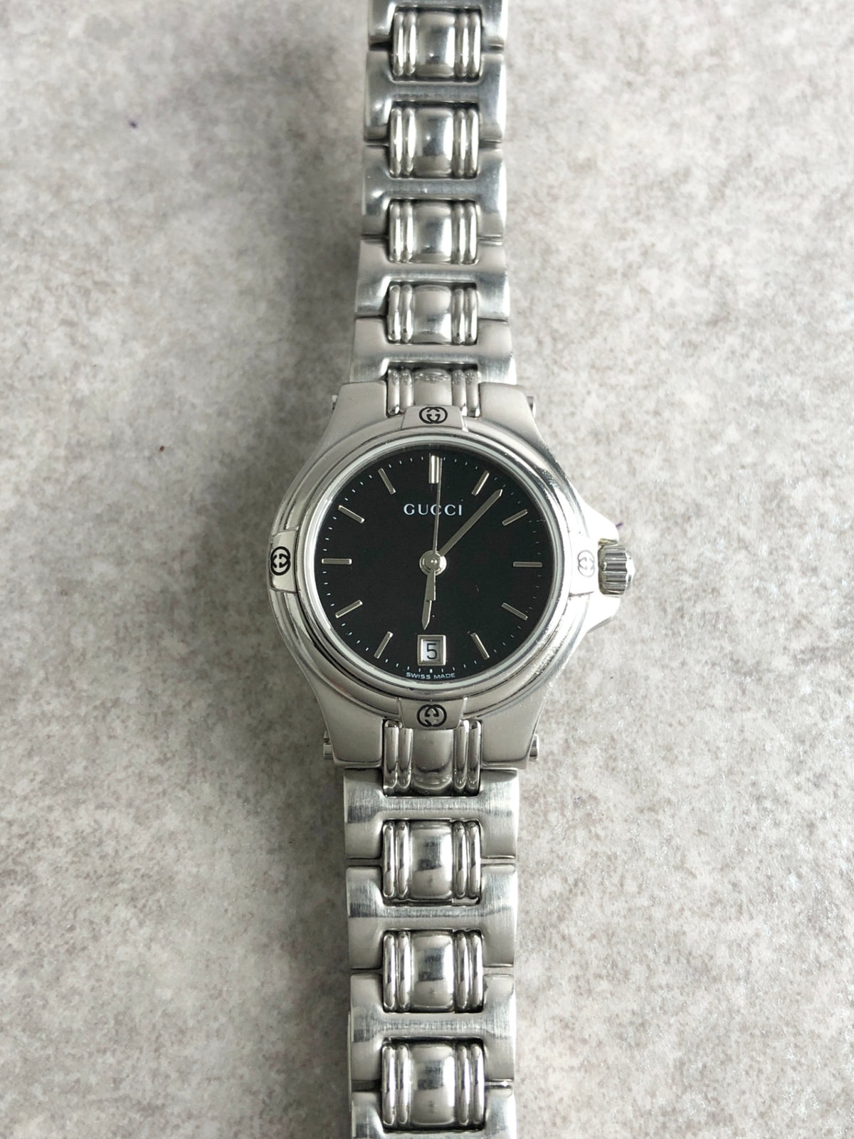 GUCCI Logo Quartz Watch Silver 9040L Vintage hmjs4w