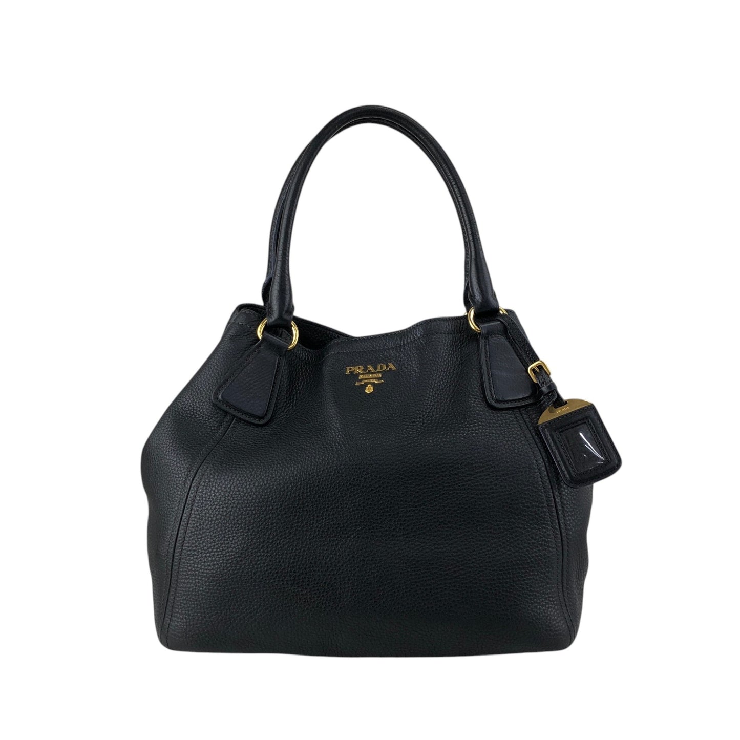 PRADA Logo Handbag Black BN2534 Vintage 6ubit3