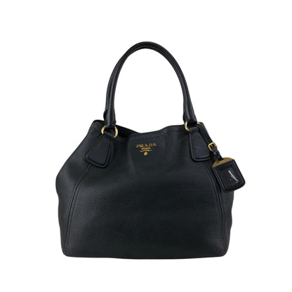 PRADA Logo Handbag Black BN2534 Vintage 6ubit3