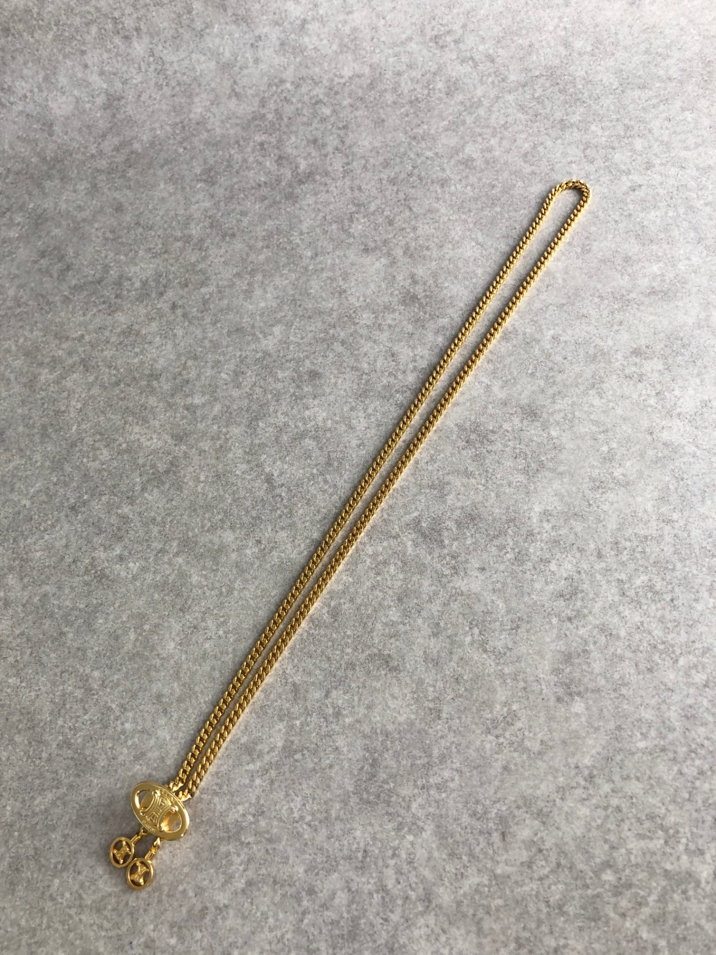 CELINE Triomphe Necklace Gold Vintage 2arrnh