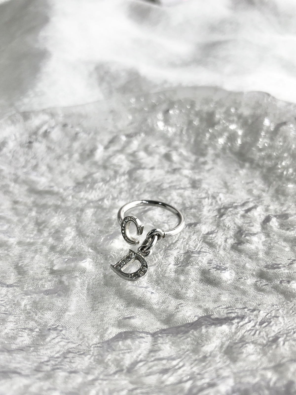 Christian Dior CD Logo Charm SILVER925 Ring Silver Vintage 53dv3v