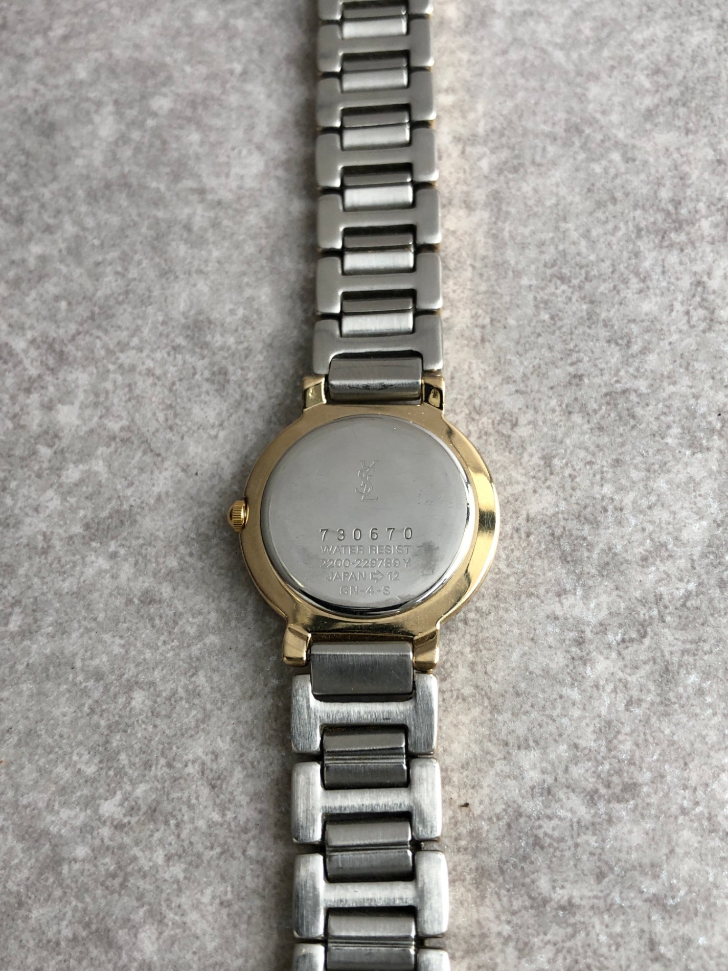 Yves Saint Laurent YSL Logo Watch Silver×Gold Vintage 3vtjxx