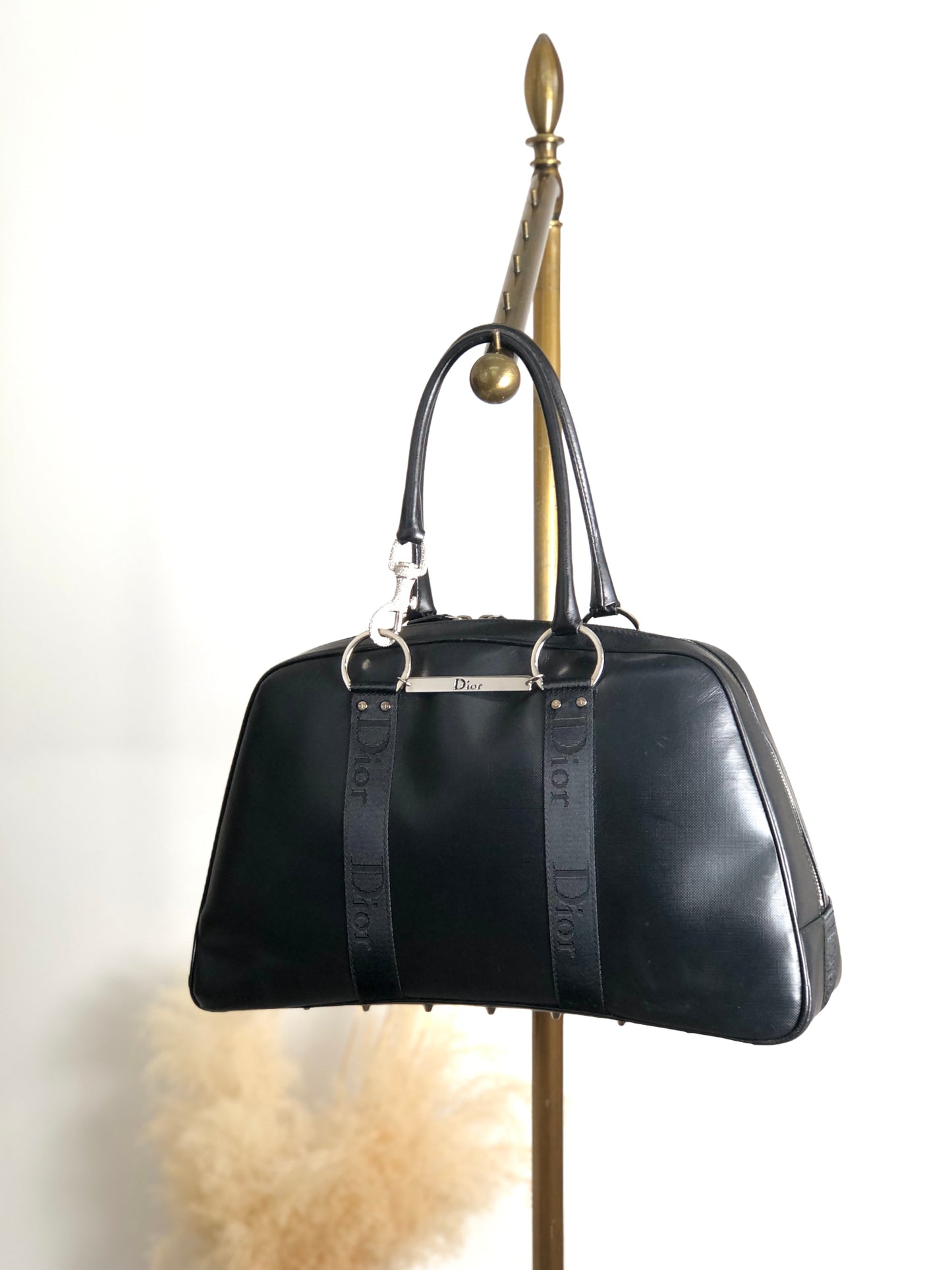 Christian Dior Street Chic Logo Small Boston bag Handbag Black Vintage yt7ssi