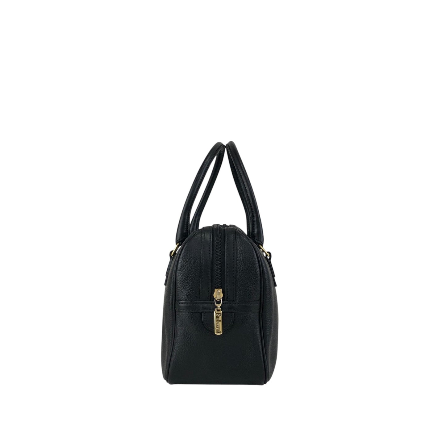 BURBERRY Logo Small Boston bag Handbag Black Vintage ny3hki